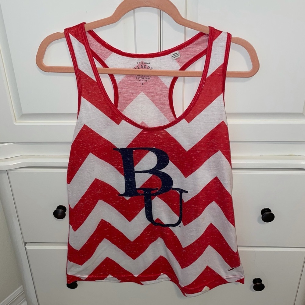 Belmont University red and white chevron racerback tank top—Original League